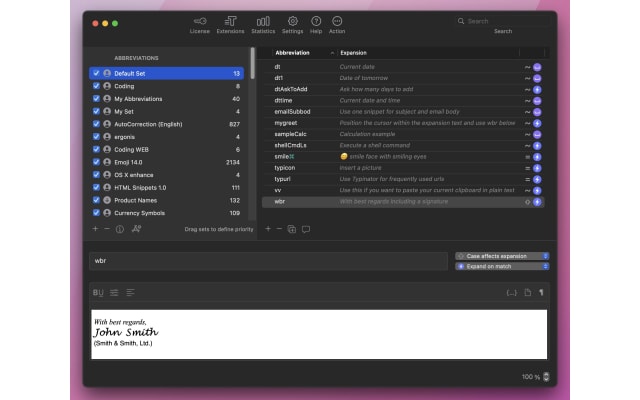 Typinator screenshot