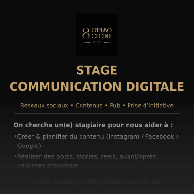 Working as an intern at Ottimo Cucine