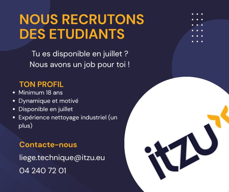 Nettoyage industriel  - student job offer at ITZU Talent Recruitment