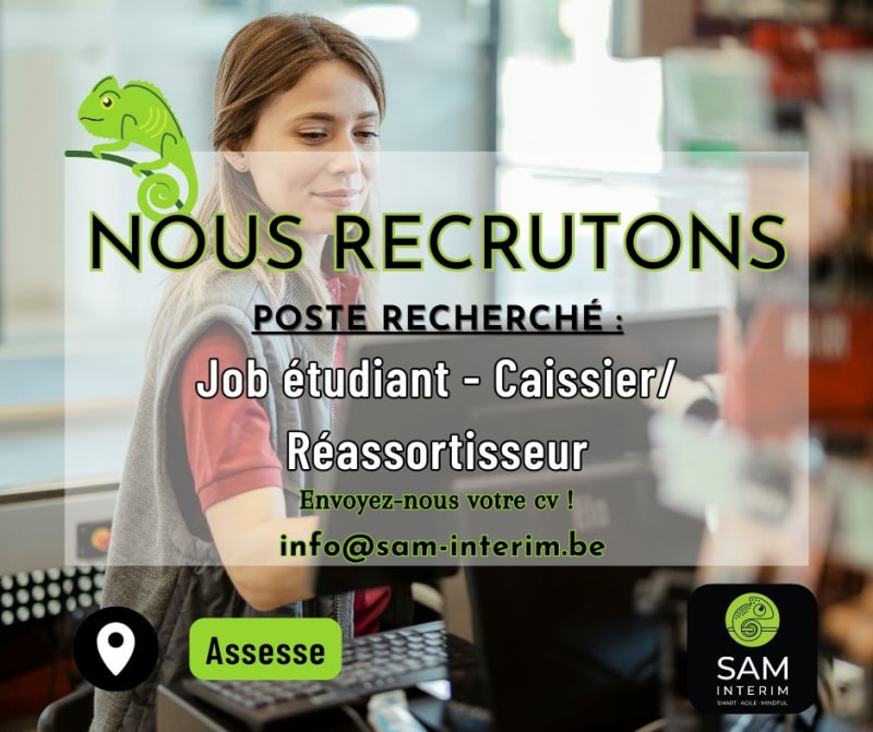 🌈🛒Job étudiant - Caissier / Réassortisseur - Assesse 🌈🛒 - job étudiant chez Horeca & Sam Interim
