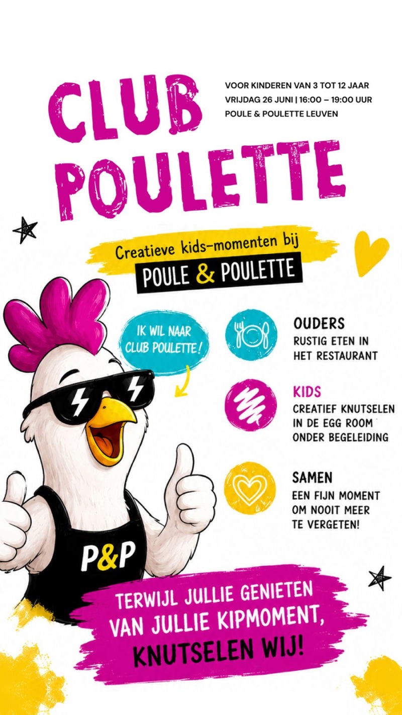 STUDENT KINDERBEGELEID(ST)ER – CLUB POULETTE (LEUVEN) - student job offer at Poule & Poulette