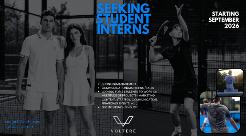 Stage d'études - PADEL - Marque de vêtements et accessoires [BXL] - stage chez VOLTERE