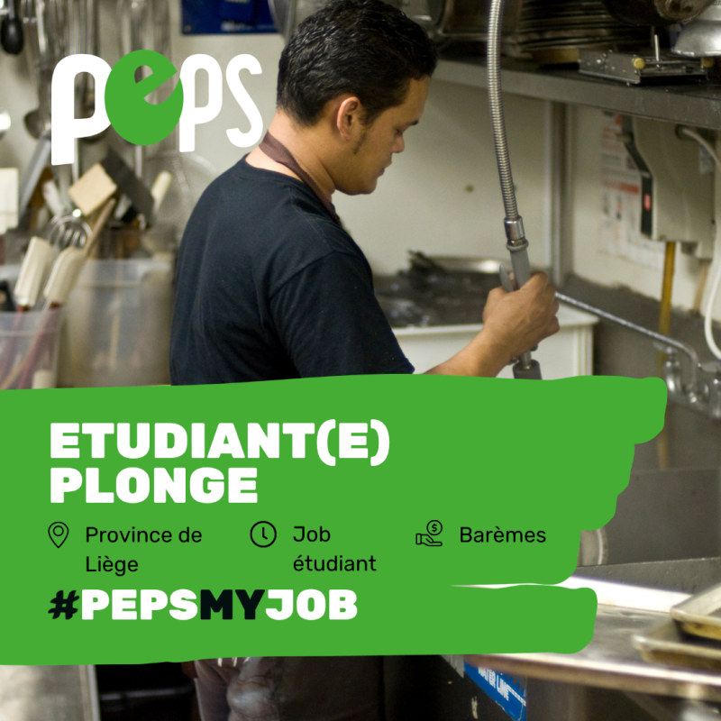 Etudiant(e) en plonge (HORECA) - student job offer at Peps interim