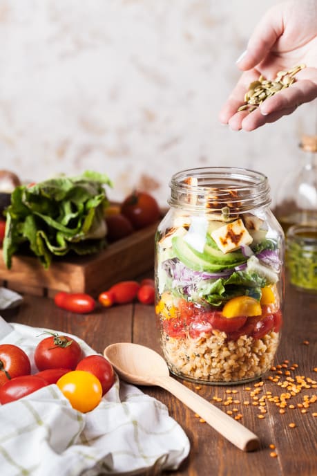 Packed lunch in a jar