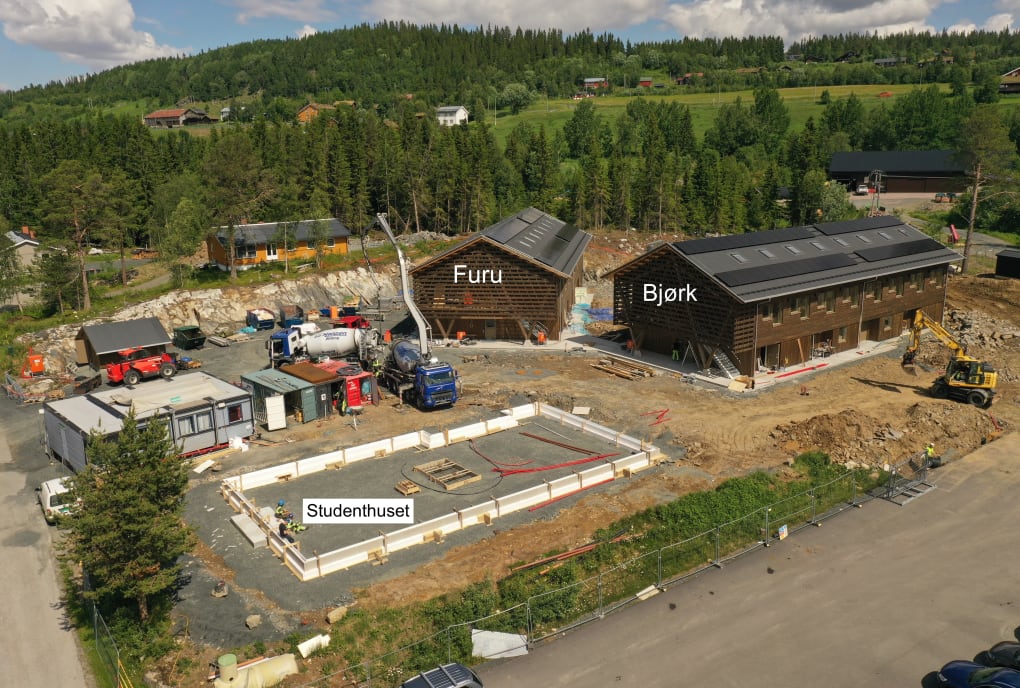 Studentboligene Bjørk og Furu og studenthuset Stubben på Campus Rauland.