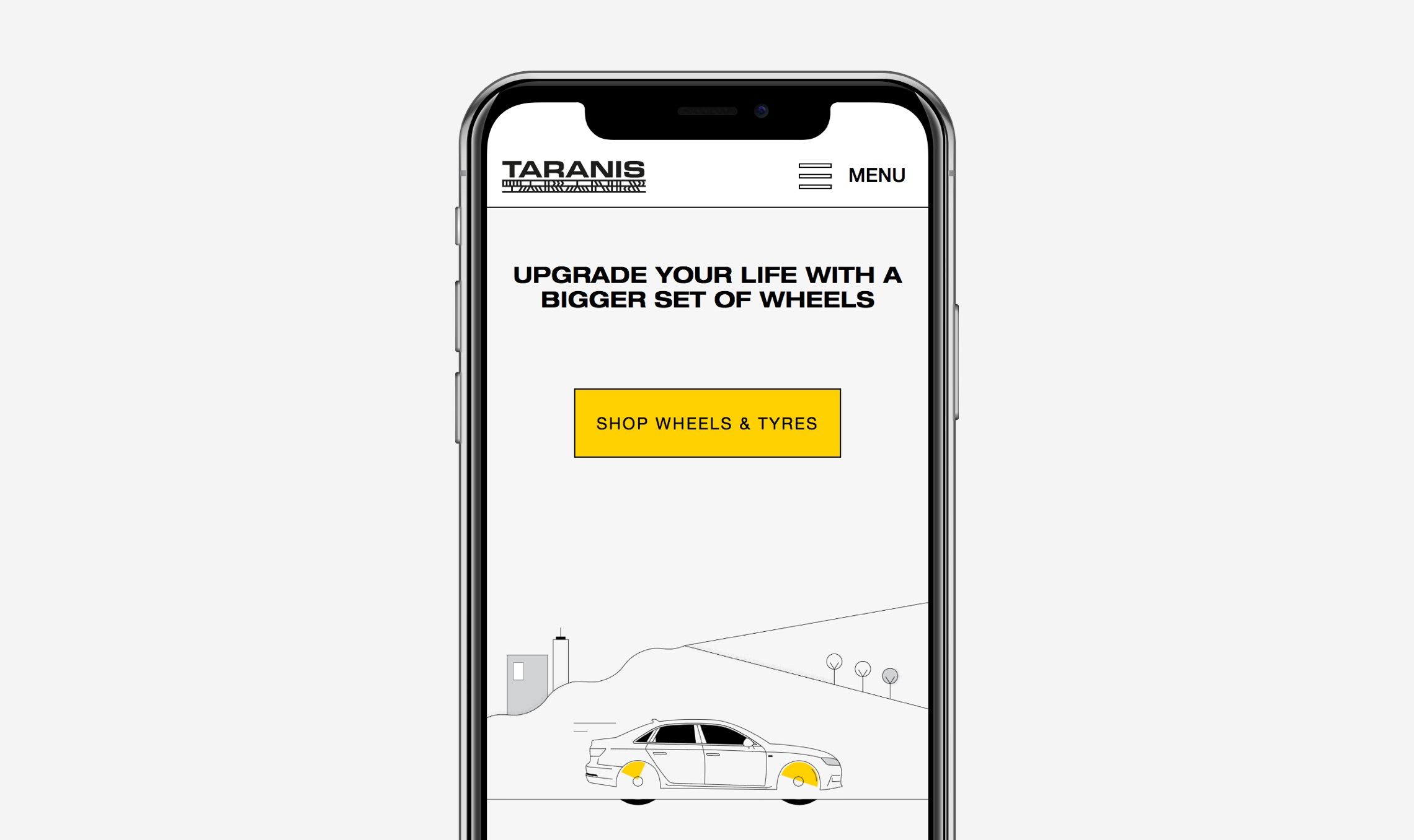 taranis home page in a smartphone mockup