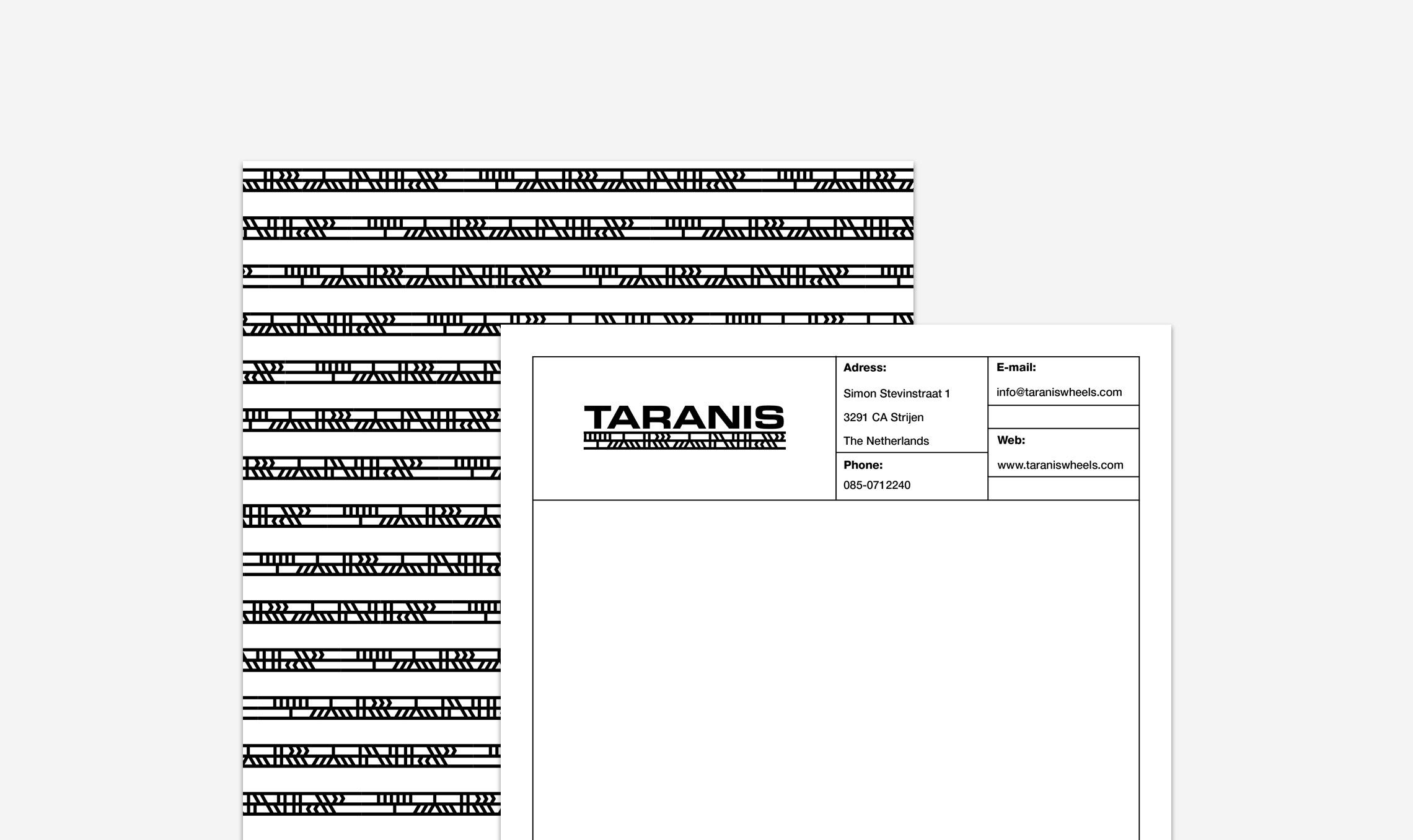 letterhead with taranis branding