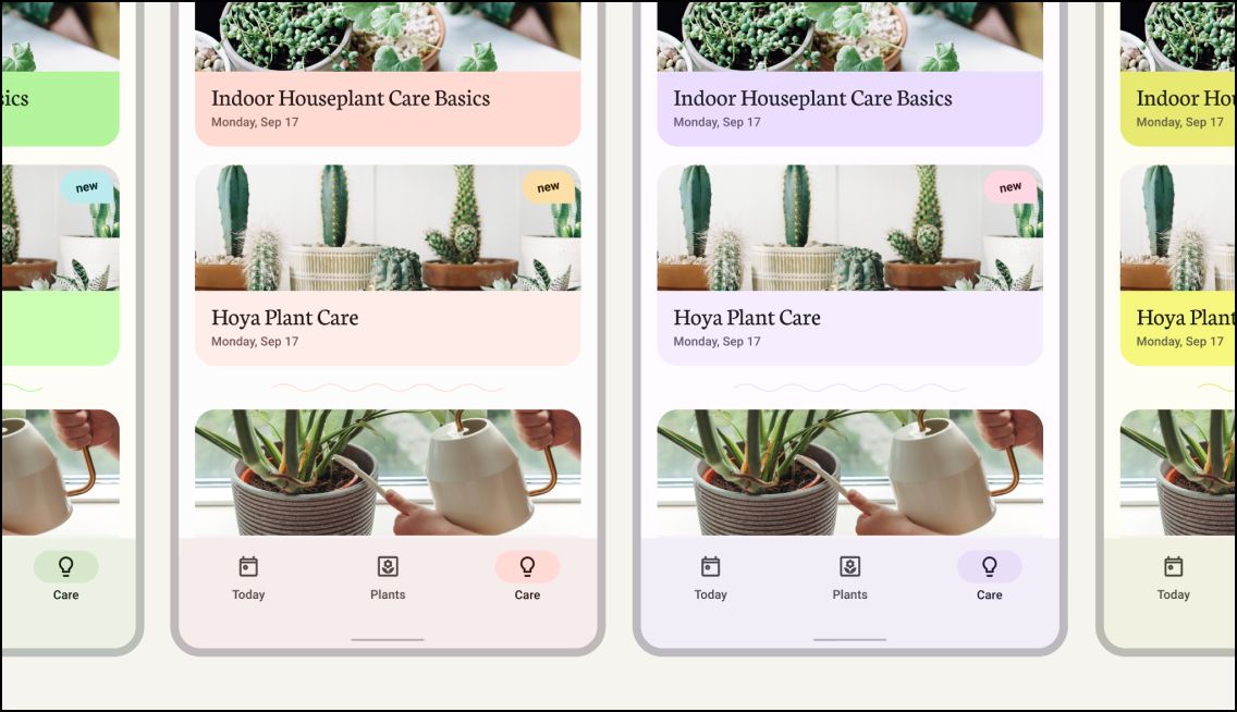 Personalisation in the Material Design System {caption: Personalization in the Material Design System} {source: https://m3.material.io/foundations/customization}