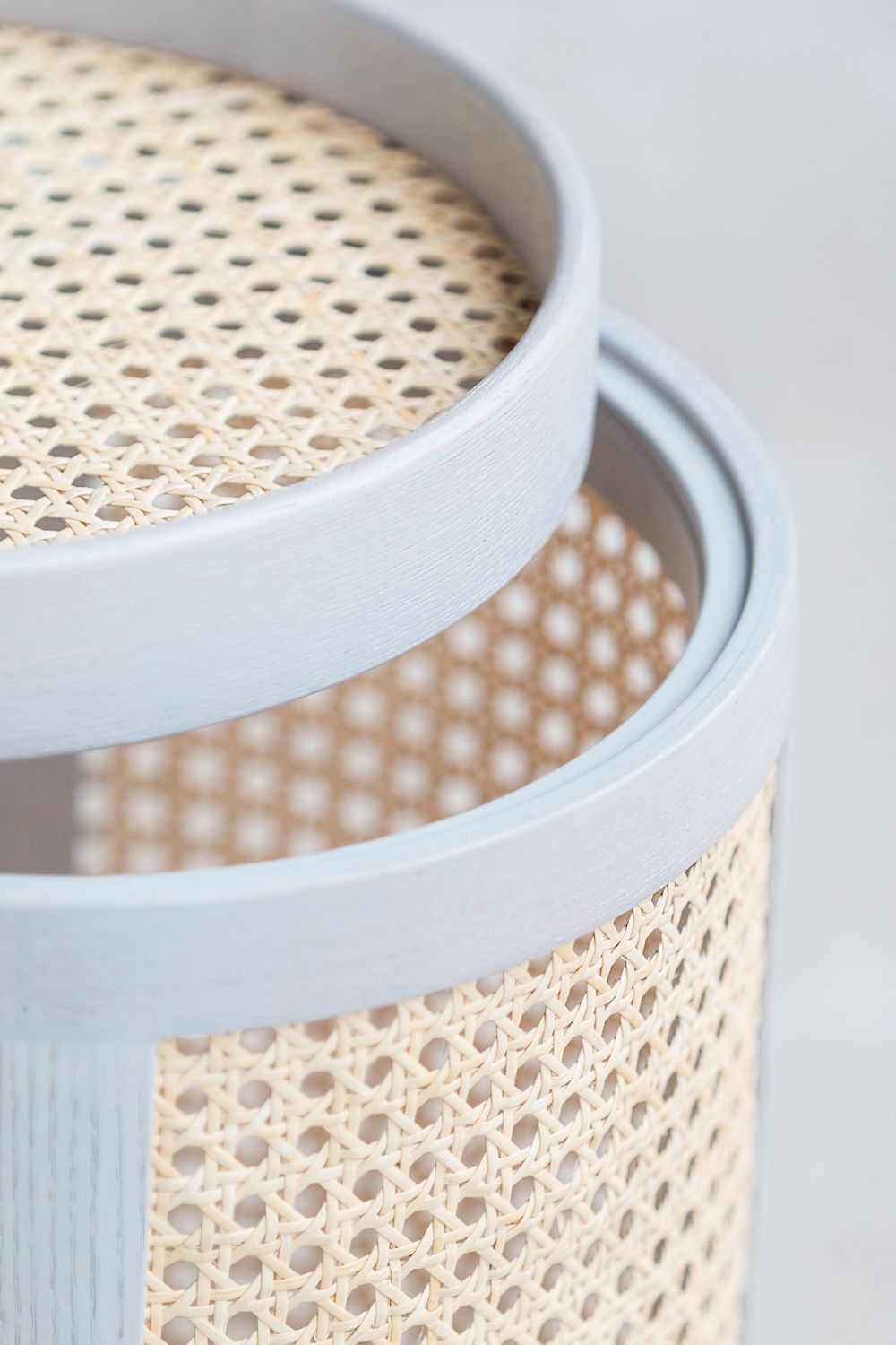 Rattan Table white storage detail