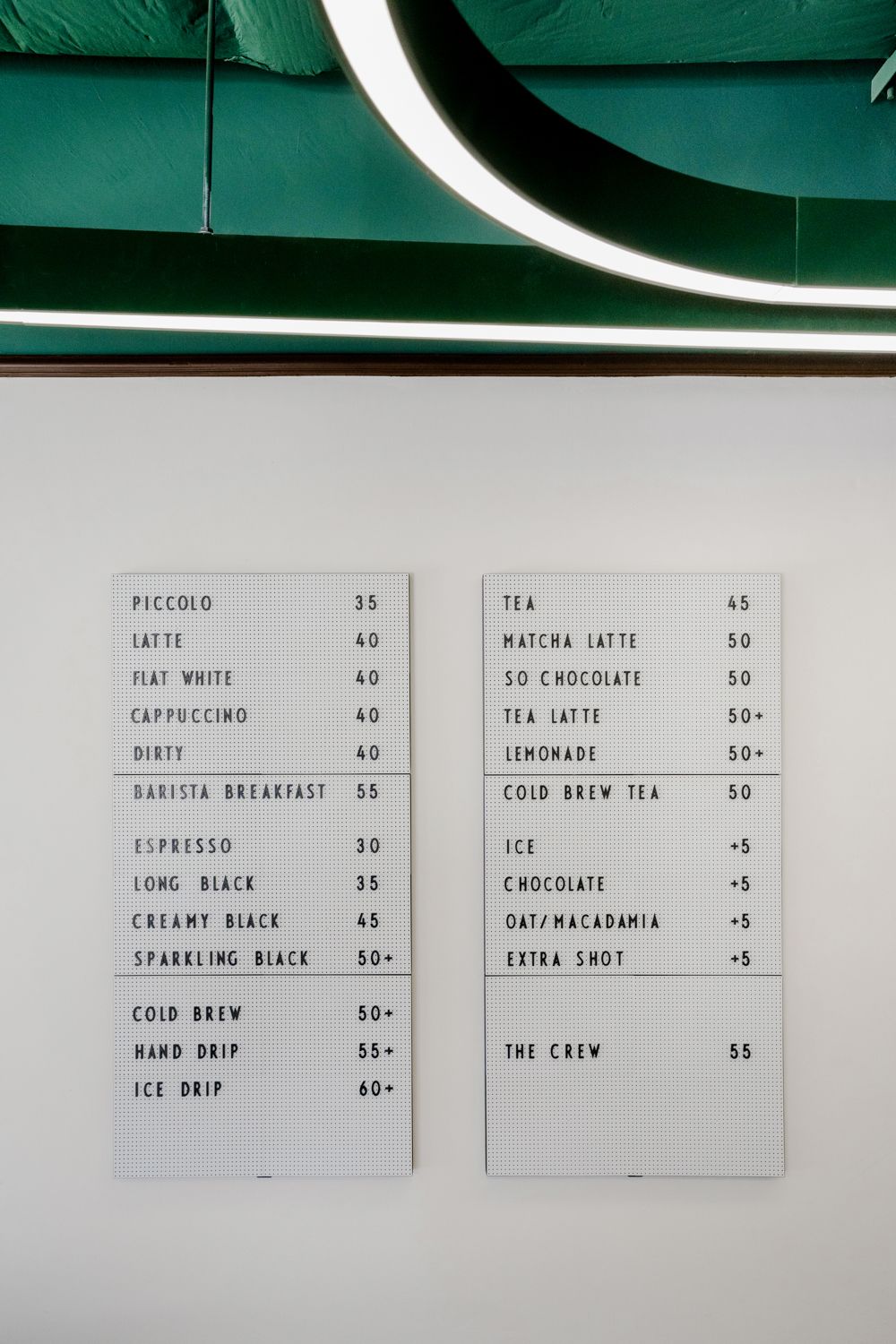 Crew wall menu