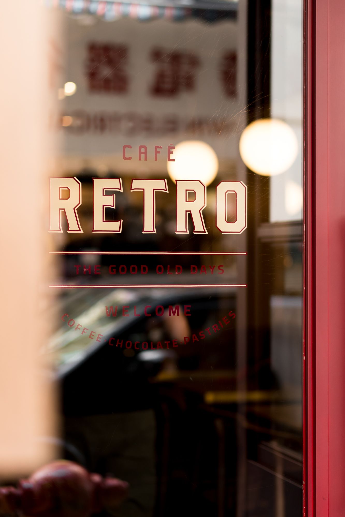 Retro branding window signage