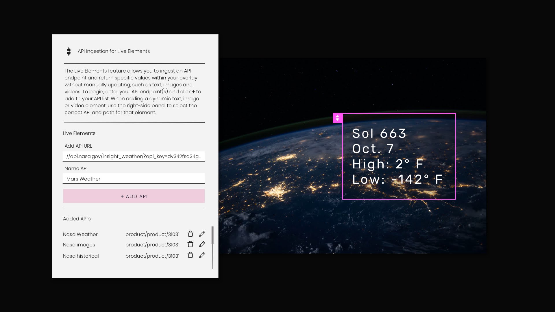 Create dynamic, real-time overlays with Live Elements™