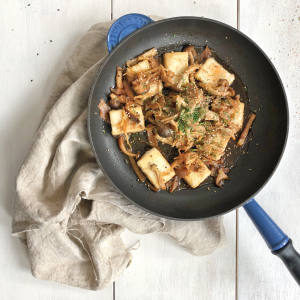 Japanese recipe, Tofu & Oriental Mushroom steak