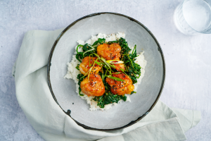 Japanese recipe, Goma-ae,Mibuna & Teri-Goma Chicken Rice Bowl