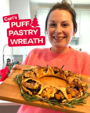 Chef holding puff pastry wreath