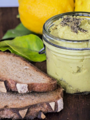 Avocado hummus and bread