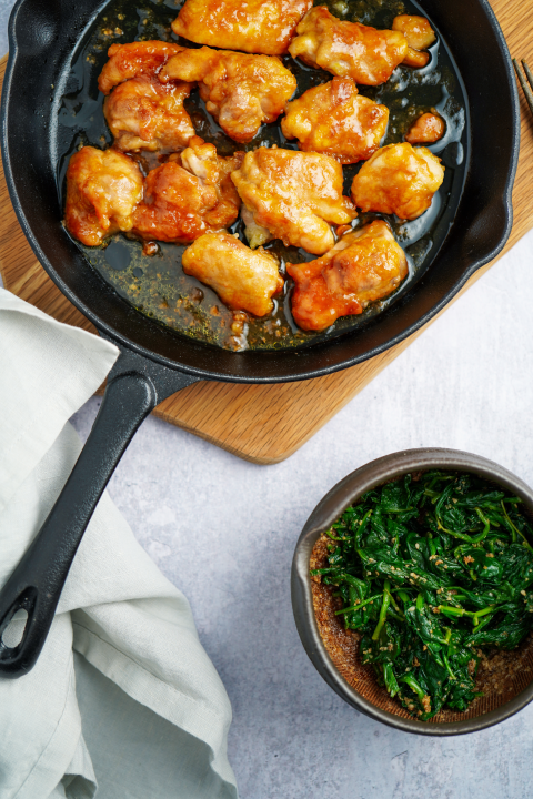 Japanese recipe, Goma-ae,Mibuna & Teri-Goma Chicken Rice Bowl