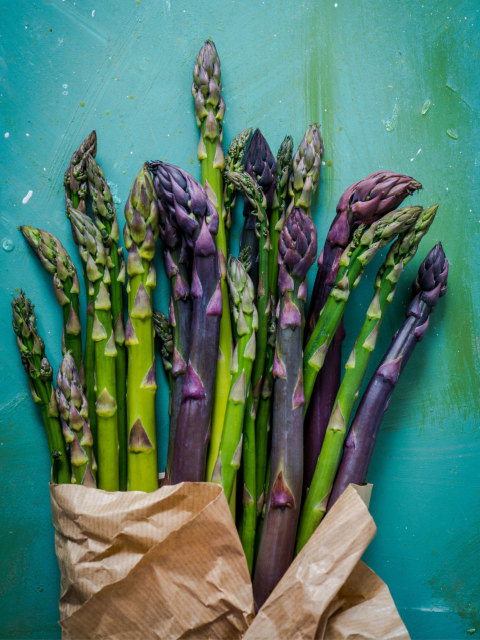 Paper bag of asparagus