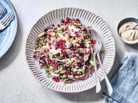 Lentil Pomegranate salad with Tahini dressing