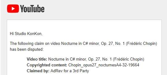 YouTube Copyright Screenshot