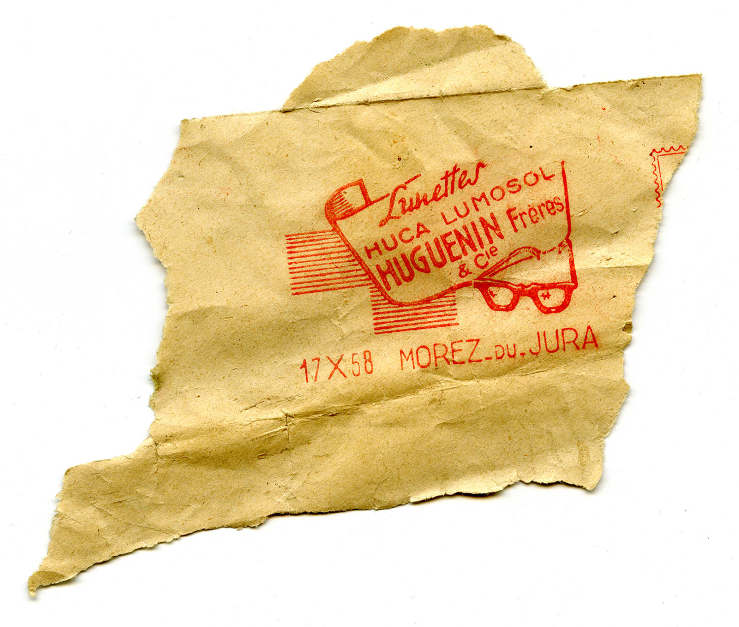 Here's the Huguenin Frères et Compagnie paper we found. It has a small logo with glasses on it, the sizing and "Morez du Jura"