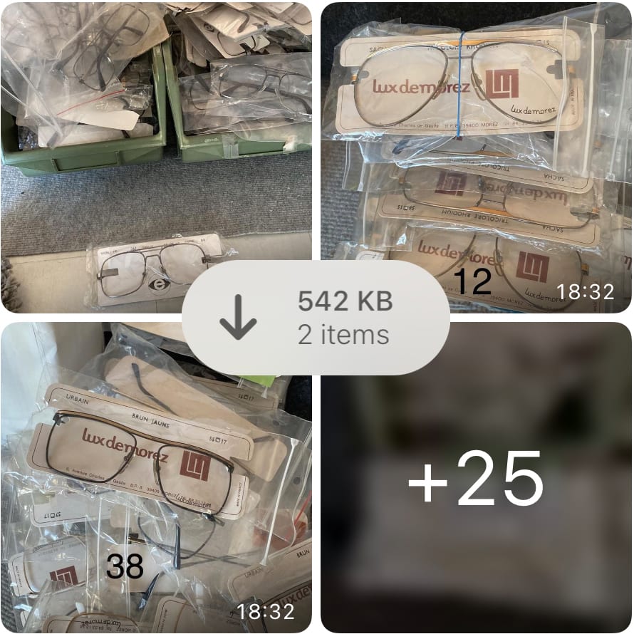 This picture from Bidules (Brussels) shows a stock of eighties and nineties metal glasses.