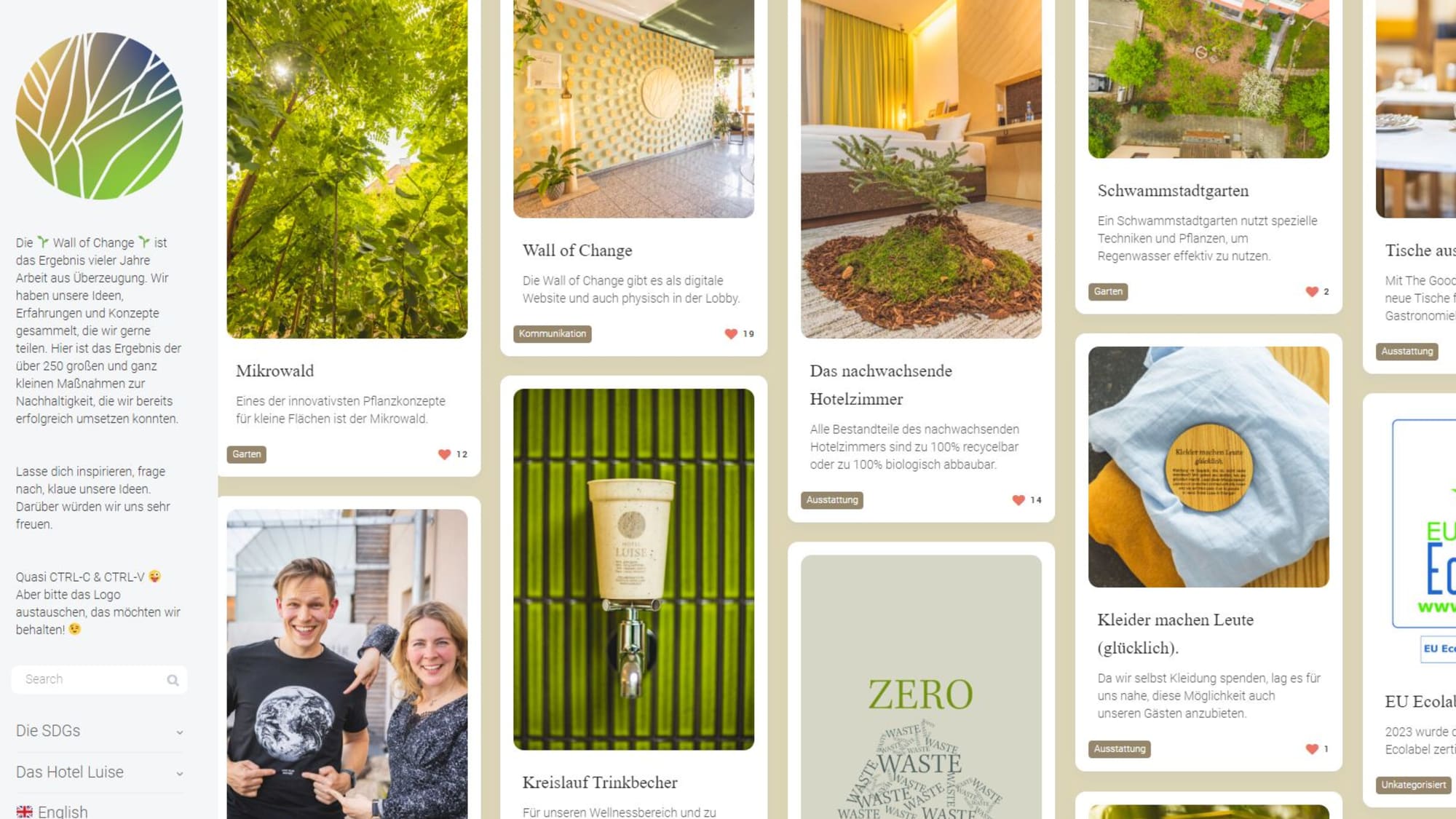 Image: Wall of Change (capture d'écran du site web de l'Hotel Luise, Erlangen, Allemagne)