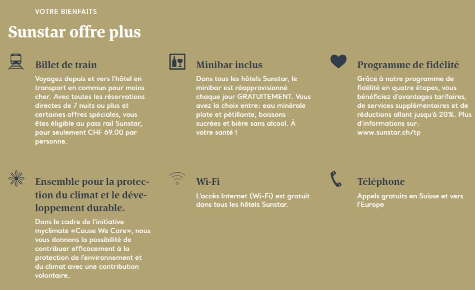 Capture d'écran du site web des hôtels Sunstar