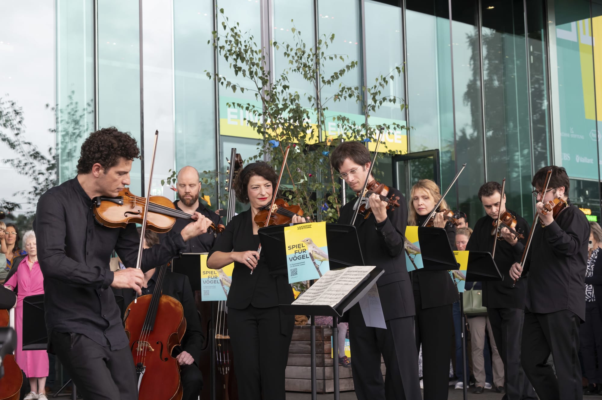 Streichorchester spielt draussen