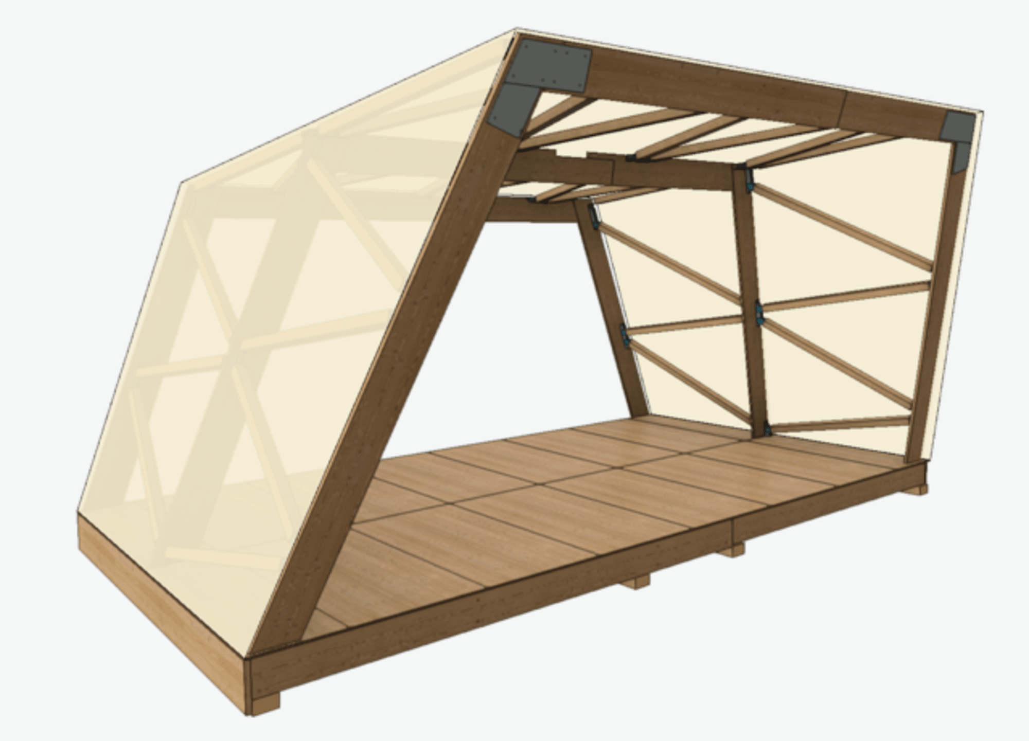 Mock up di una struttura in legno come palcoscenico
