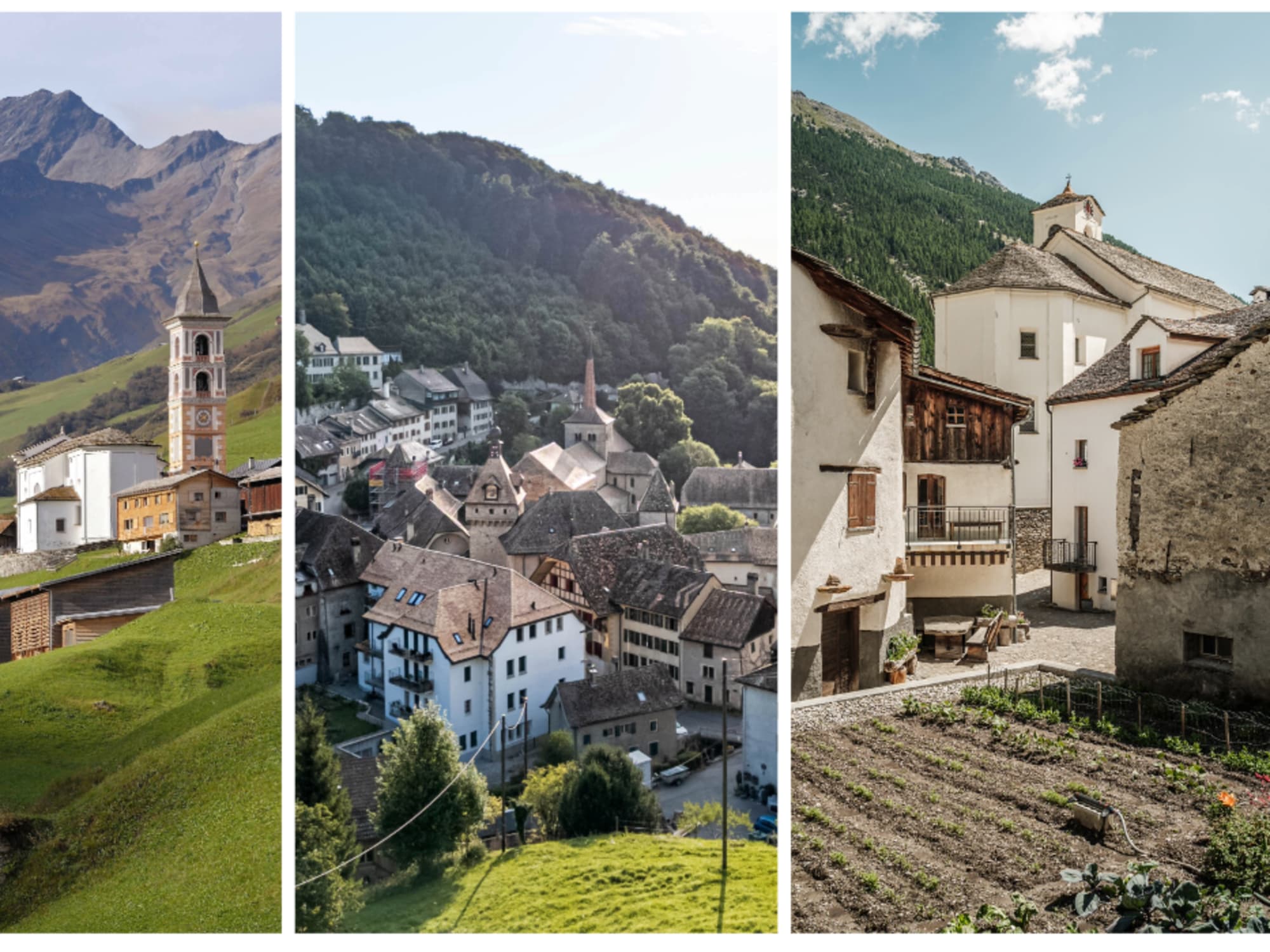 Collage dei tre borghi di Lumnezia, Romainmôtier e Simplon