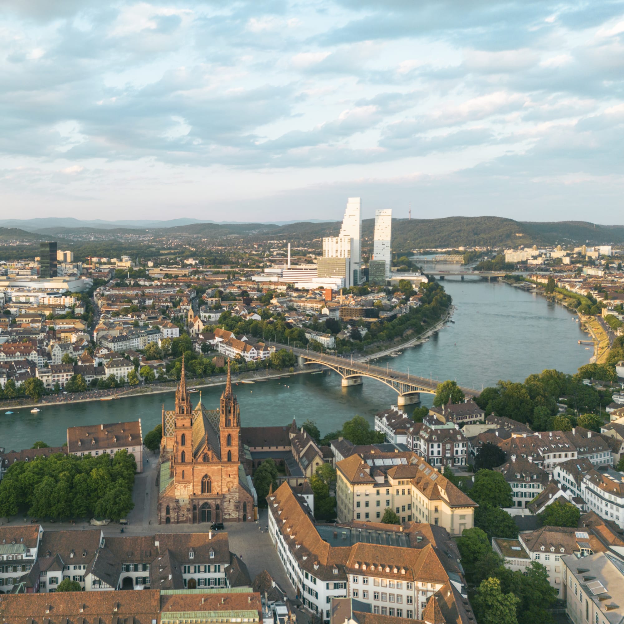 Vue sur Bâle et le Rhin
