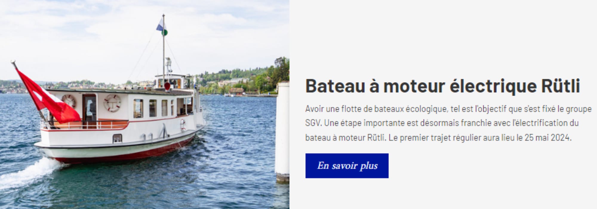 Capture d'écran du site Internet sur la durabilité de la Compagnie de navigation du lac des Quatre-Cantons