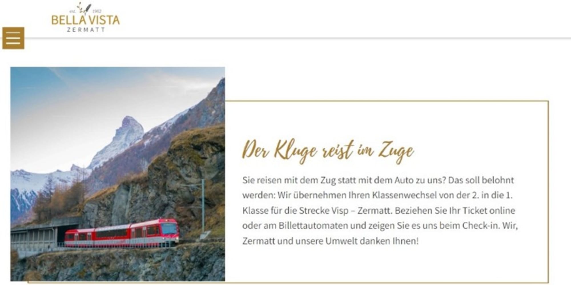 Screenshot der Nachhaltigkeits-Website des Hotel Bella Vista