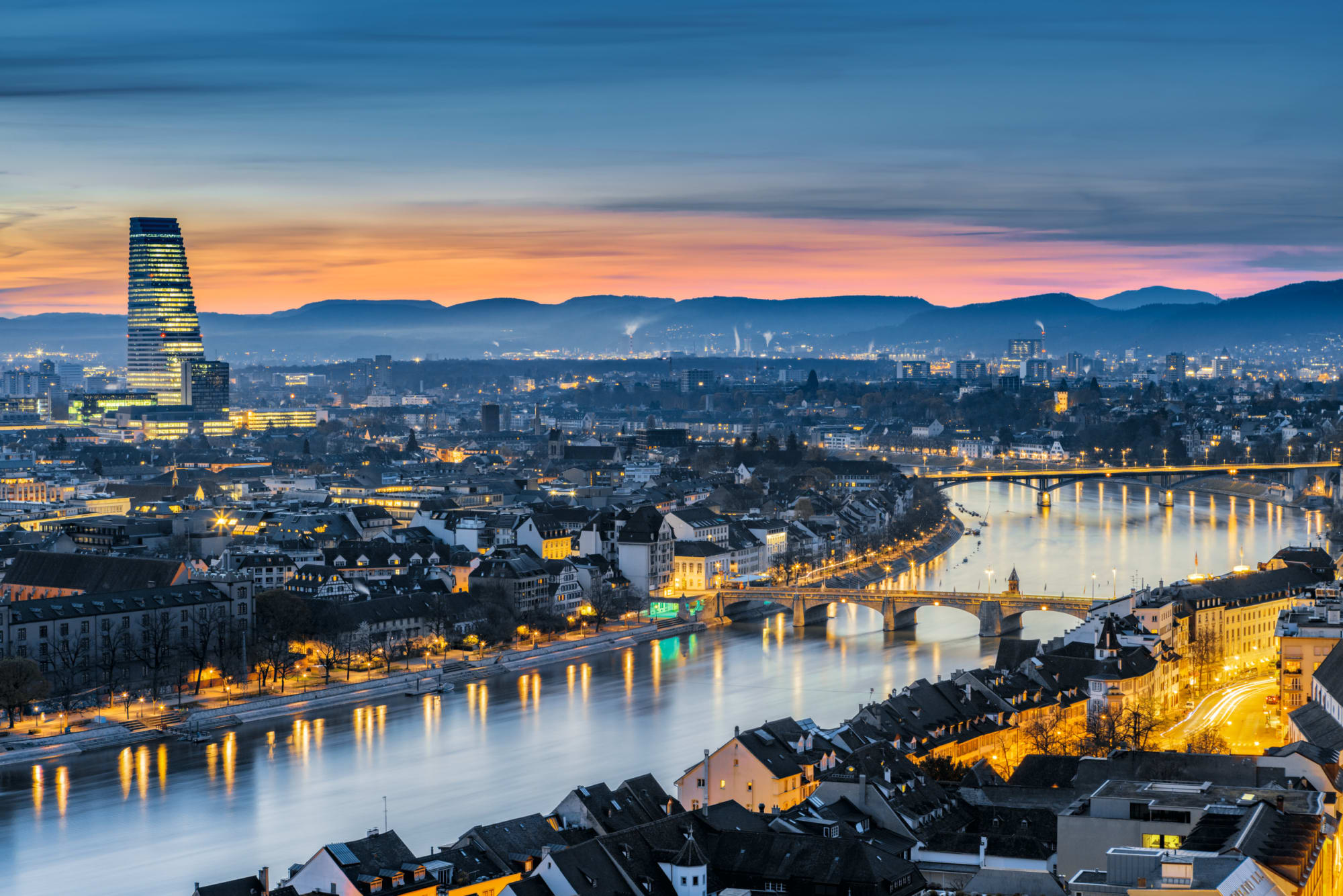 Blick auf den Rhein und Basel