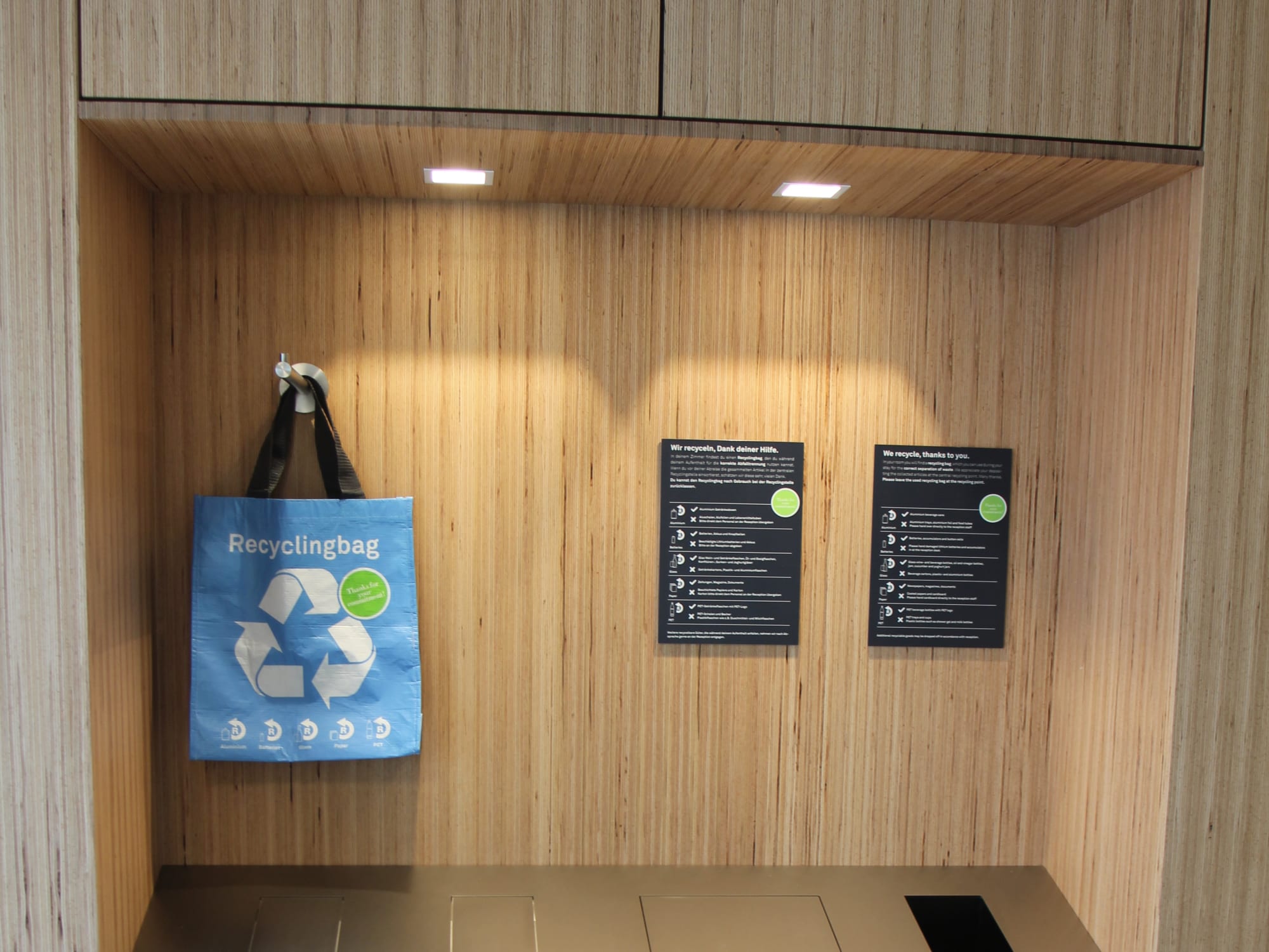 Recycling-Station in den Schweizer Jugendherbergen