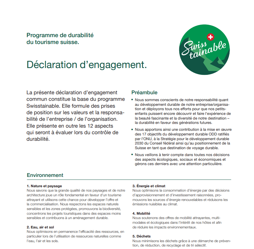 Screenshot Swisstainable Commitment (français)