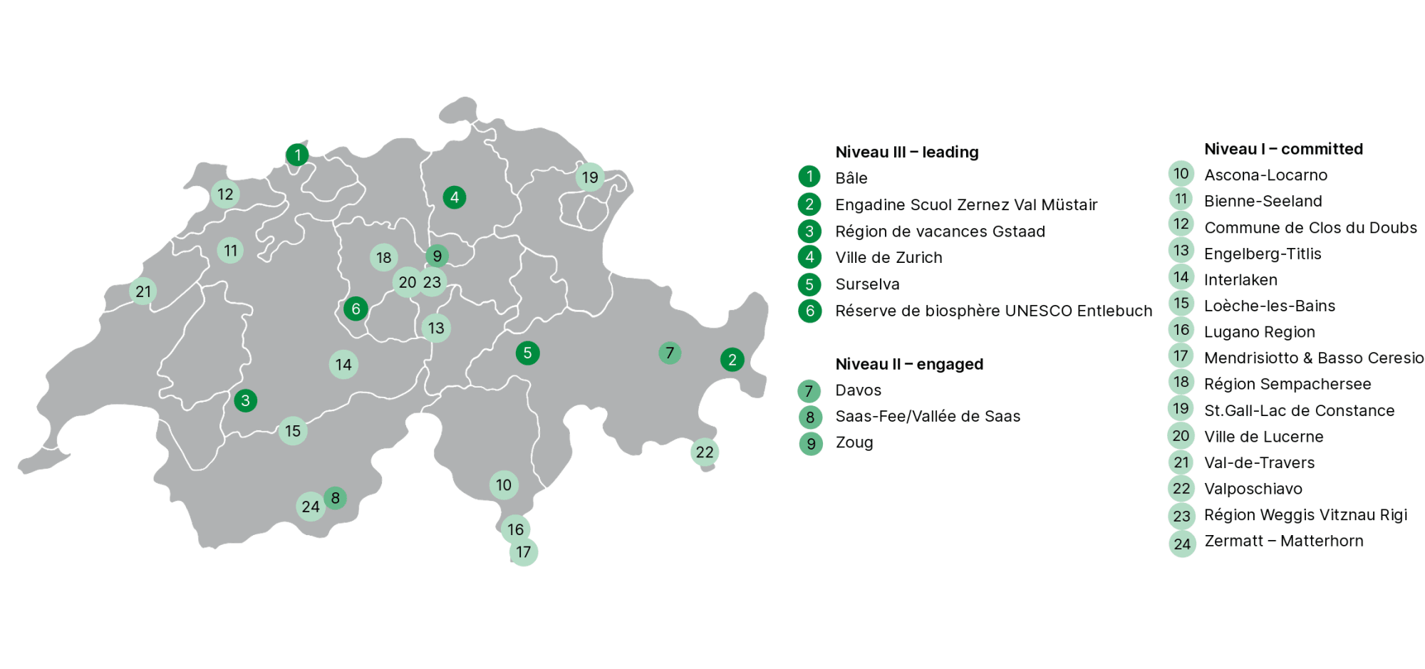 Swisstainable Destination Karte fr