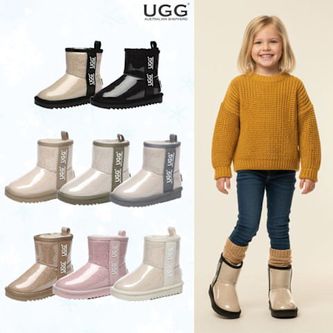 [에버어그] 키즈 클리어 코티드 클래식 양털 레인 부츠 AS3032K