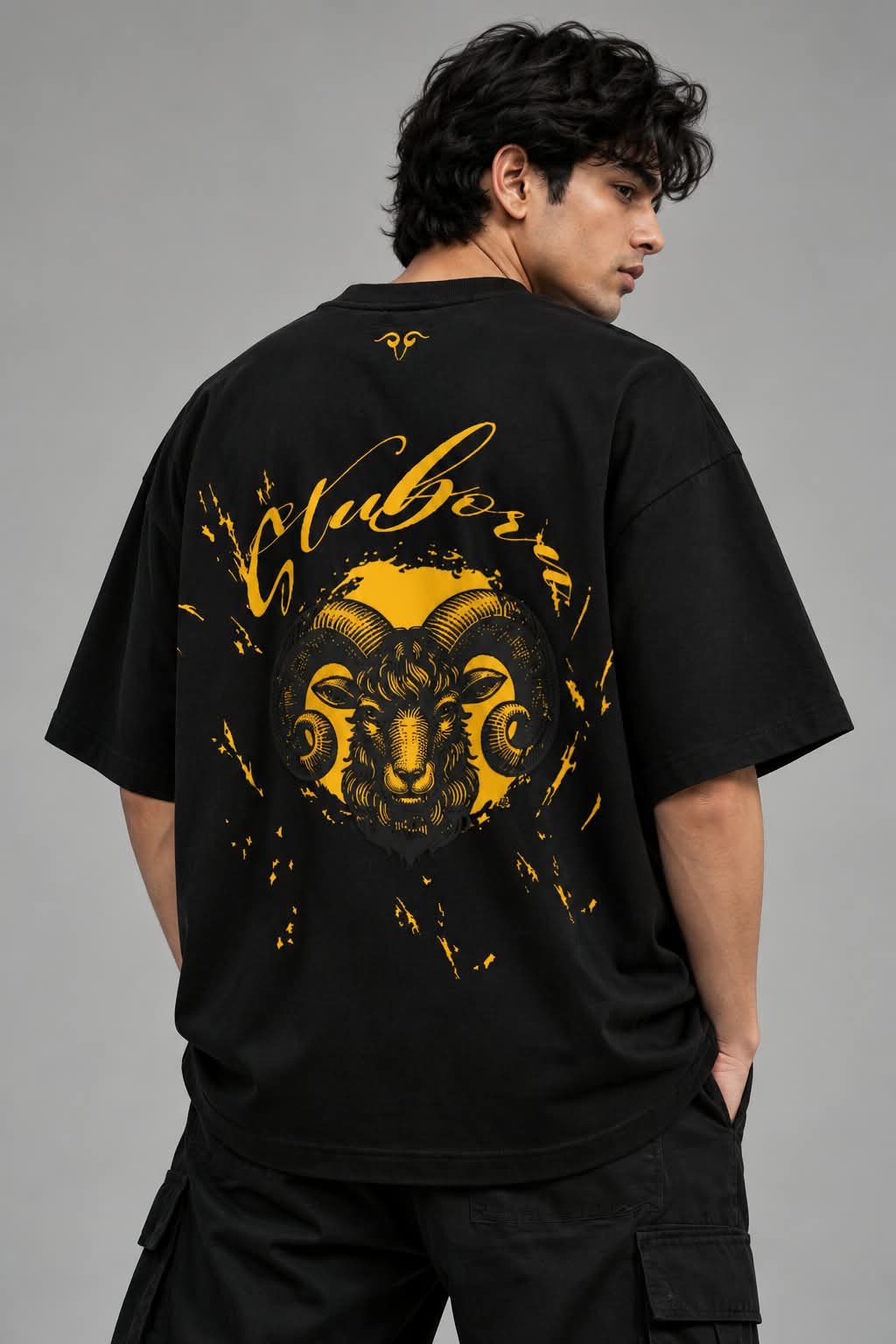 Aries Ram Graphic Oversized T-Shirt — Black — photo 5