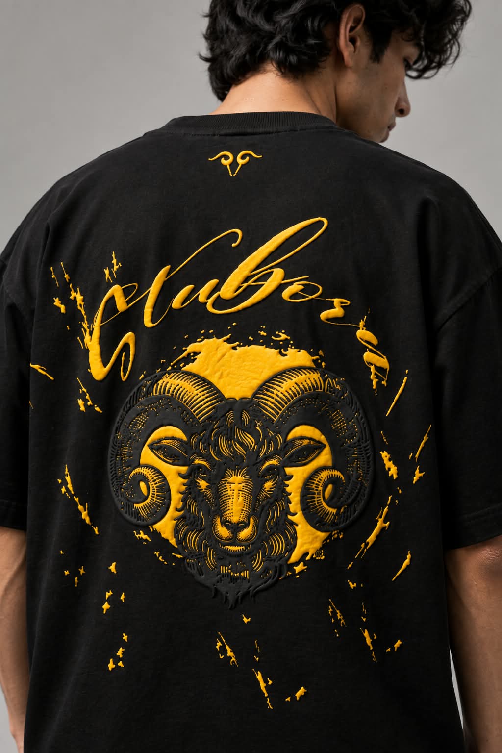 Aries Ram Graphic Oversized T-Shirt — Black — photo 6