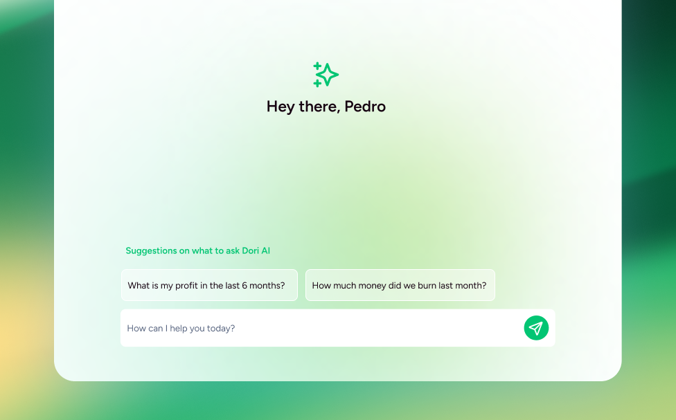 Interface de conversação com IA a mostrar insights financeiros inteligentes e recomendações