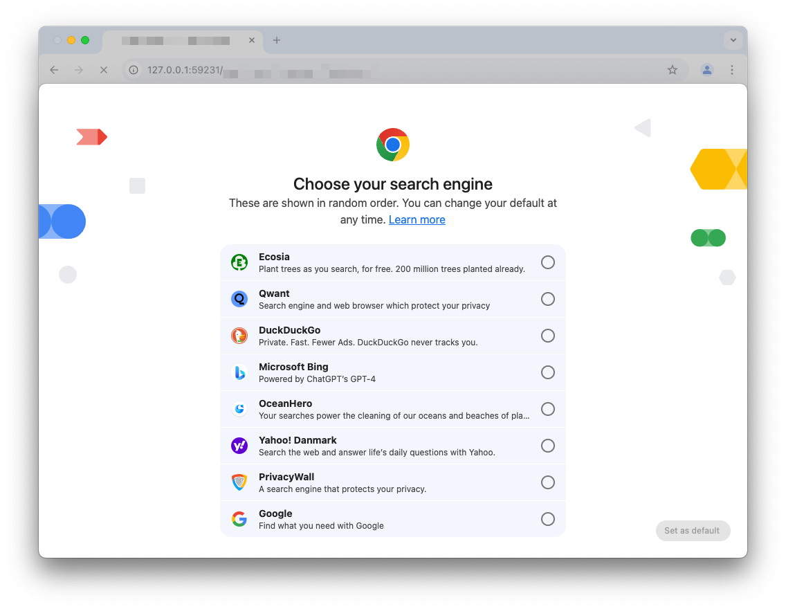 Chromes Search Engine Ballot