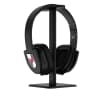 Soporte auriculares para escritorio y mesa gaming - Soporte cascos gaming de aluminio / metal de color negro con cinta adhesiva 3M - Gancho para auriculares Bluetooth, auriculares para PC