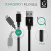 Cable Micro USB a USB A 2.0 - 1m para Cámara Teléfono móvil Smartphone Navegación Auriculares Tableta Cable de carga 2A negro Nylon