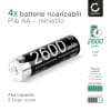 Batteria AA NiMH Batterie 2600mAh (x4) per fotocamera Panasonic Lumix DMC-LZ30 Lumix DMC-LZ20 Lumix DMC-LS80 Affidabile ricambio da 4x AA 2600mAh, marca subtel®