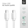 Câble USB C Type C de 1m pour montre Google Pixel 7, 7 Pro, 6, 6 Pro, 6A, 5, 4, 3, 2 data et charge 3A (PD 60W) blanc en PVC