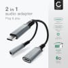 USB-C-adapter, 3,5 mm-uttak /AUX-splitter, lyd og lading, 60W PD, USB-C hurtigladerkabel for iPhone, Samsung, telefon, headset, hodetelefoner – sølv