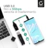 Cavo OTG USB C Type C per cellulare Samsung Galaxy S22, S21, S20, S10, S9, A52, A51 USB A versione 3.1 Gen 1 guaina in Nylon cavetto adattatore per telefono smartphone 'on the go', da 15cm nero