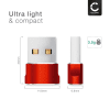 2x USBC USB Adapter - Verloopstuk van USB-C (female) naar USB-A (male) met connector voor laden en snelle gegevensoverdracht voor iPhone, iPad, Galaxy, Huawei, telefoon, tablet en laptop - rood